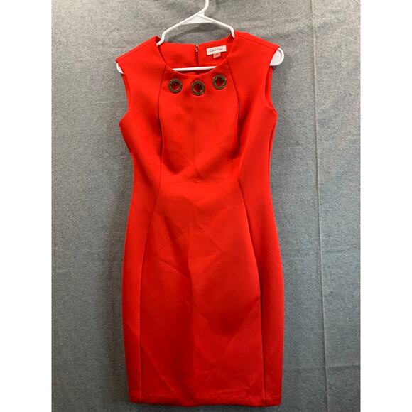 Calvin Klein Red Dress Women Small Size 4 Evening Party Cocktail Dress - Picture 1 of 6